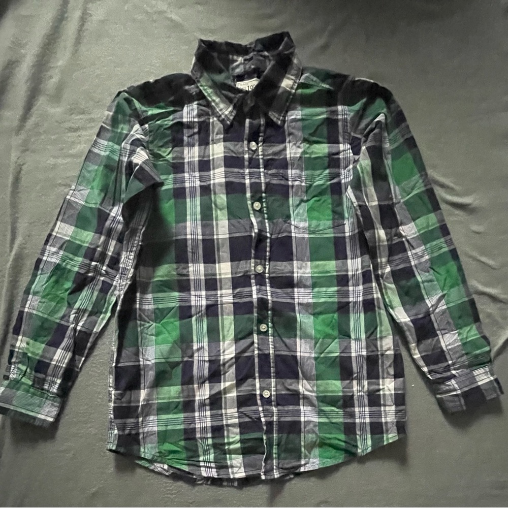 Place Green and Blue Plaid Button Down Shirt